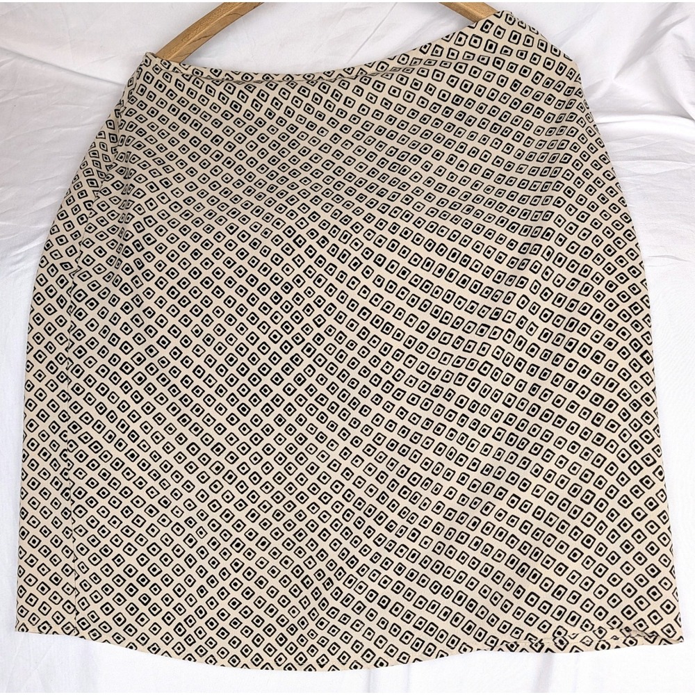 Worthington Tan Black Geometric Diamond Print Pencil Skirt Size 14 Office Wear